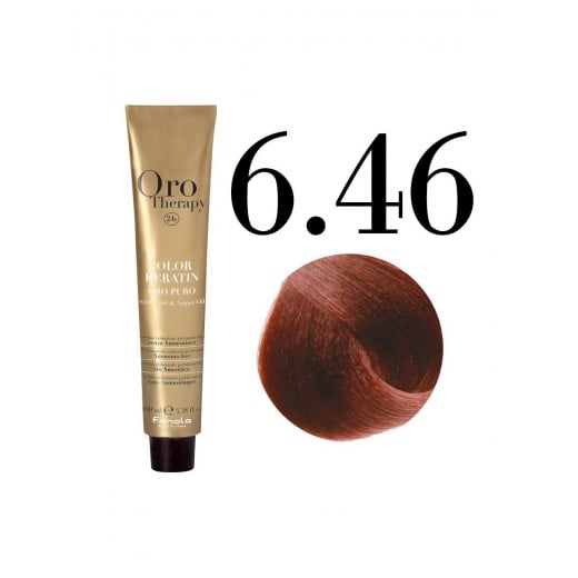 Fanola Oro Puro Hair Coloring Cream, Dark Blonde Copper Red no.6.46
