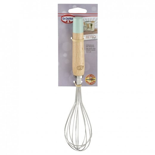 Dr.Oetker "Retro" Egg Whisk With Wooden Handle, Light Green/Brown/Silver, 27X5 cm