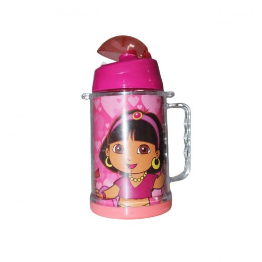 Dora Straw Water Bottle, Pink, 600ml