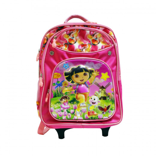 حقيبة مدرسية بعجلات للاطفال دورا ، الفوشي, 43 سم