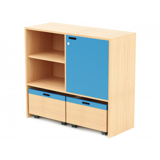 خزانة خشبية للتخزين بتصميم لون أزرق 103.3 * 40 * 90 سم من ايديو فن