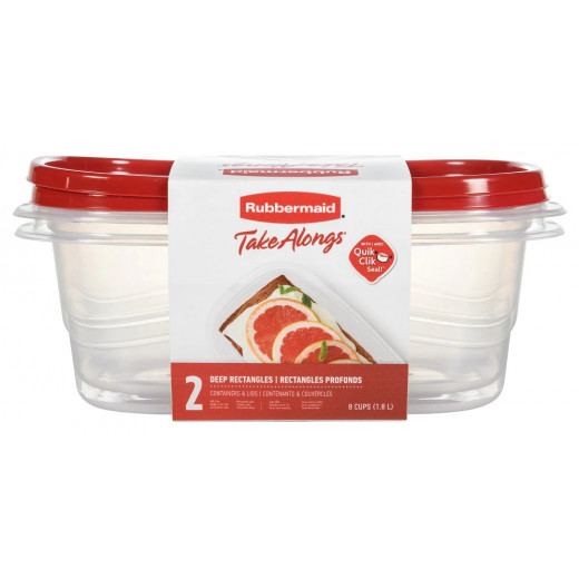 Rubbermaid Takealongs Deep Rectangle Food Storage Container, 1.8 L (2 Pack)