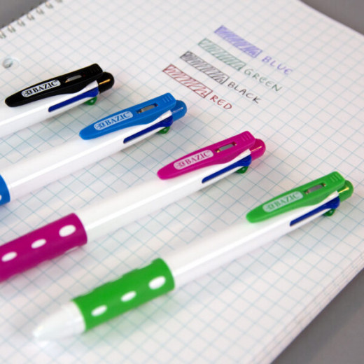 Bazic Pen Orion Multicolor Retractable Soft Grip Pens, (2/Pack), 4 Assorted Colors