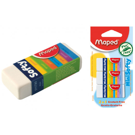 Maped Mini Softy Eraser, 3 Pieces