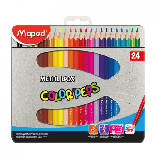 Maped Colored Pencils Metal, 24 Pieces