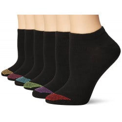 Hanes Women's Ultimate Lightweight Vent No Show Sock 6-Pack, Black,L