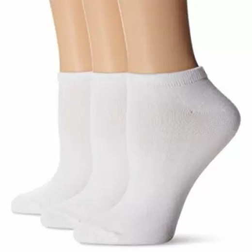 Hanes Women's Plus-Size 3 Pack Comfortsoft Extended Size No Show Sock, White, XL