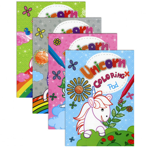Bazic Glitter Tab Coloring Unicorn Pad, 1 Pack, Assorted