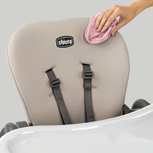 كرسي مرتفع بولي مضغوط قابل للطي سهل التنظيف، باللون البيج من شيكو