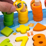 ألعاب خشبية تعليمية للأطفال لوحة مشغولة للرياضيات لصيد الأسماك ما قبل المدرسة الخشبية للأطفال