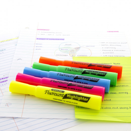 Bazic Desk Style Fluorescent Highlighters (3/Pack), Assorted Colors