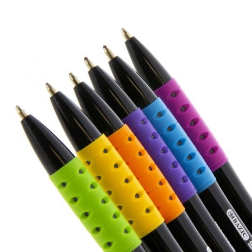قلم حبر جل زيتي سبايدر من بازيك (4 / عبوة)، ألوان متنوعة