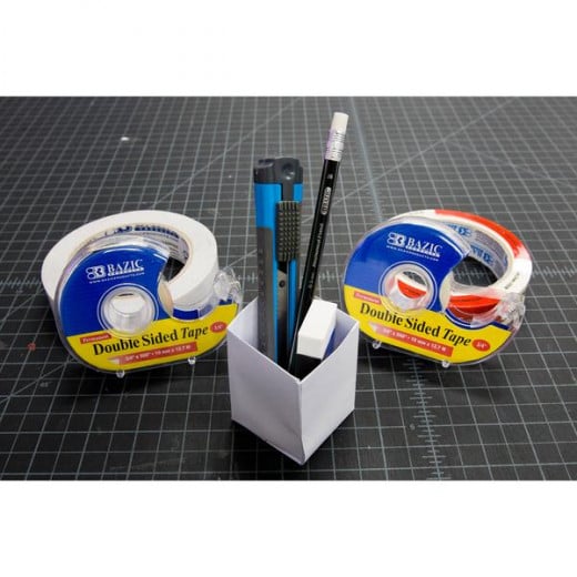 Bazic Double Sided Permanent Tape In Dispenser