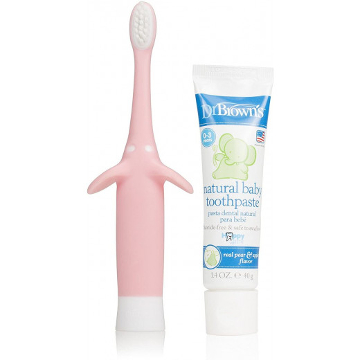 Dr Brown's Infant Toothbrush Toothpaste Combo - Pink