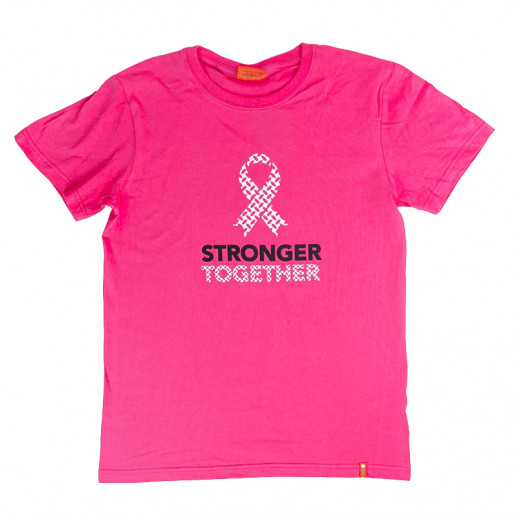 بلوزة باللون الوردي بتصميم أقوى معا لسرطان الثدي من متجرالأمل بواسطة مؤسسة الحسين للسرطان, مقاس وسط