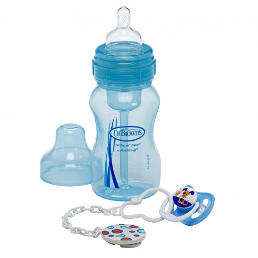 Dr. Brown’s Gift Set (Wide Neck Bottle /Pacifier /Clip) - Blue 240 ml