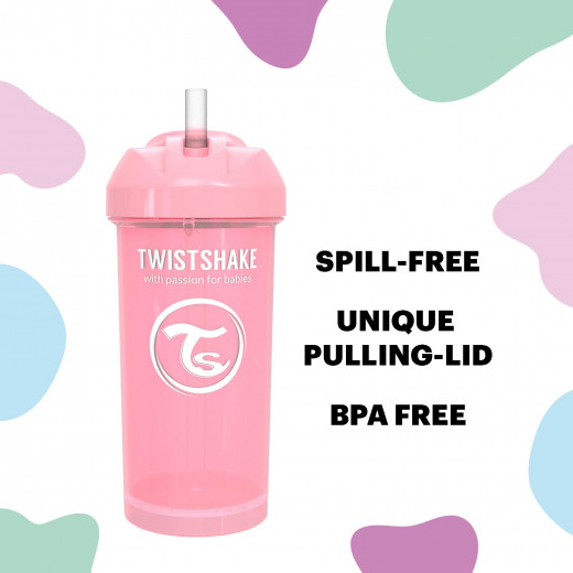 Twistshake Straw Cup 360 ml + 6 Months Pastel Pink