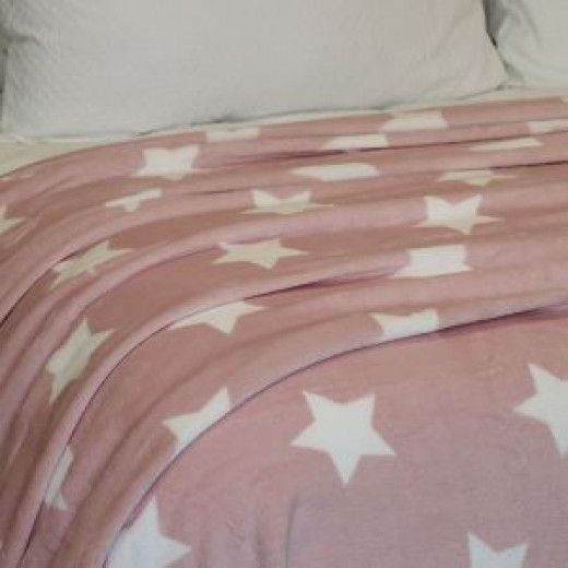 بطانية دافئة وناعمة من الصوف بتصميم نجوم، باللون الزهري, بحجم مزدوج من نوفا هوم