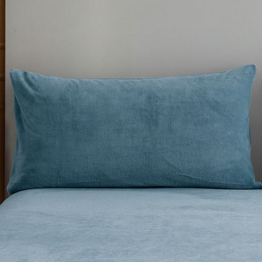 Nova home warm fit winter microfleece fitted sheet set, blue, king size