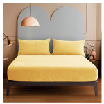 Nova home warmfit winter microfleece fitted sheet set yellow queen 3 pcs