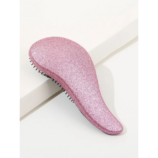 Plastic Glitter Hair Brush, Pink Color