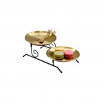 2 In 1 Stainless Steel Dessert Tray, Gold Color
