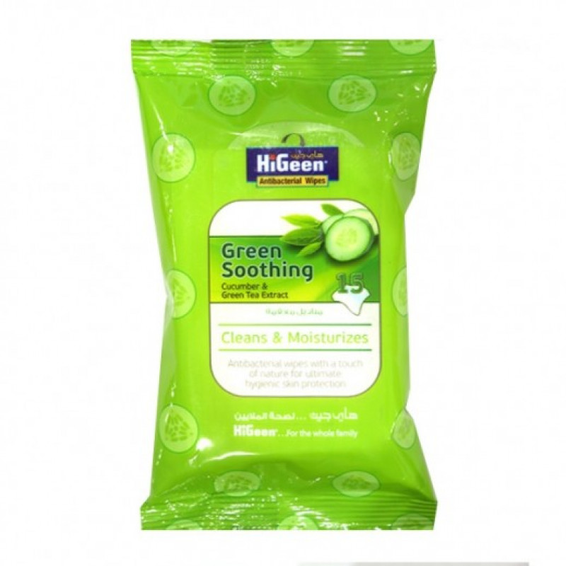 Higeen Antibacterial Wipes, 15, Green Soothing | Beauty | Health Care