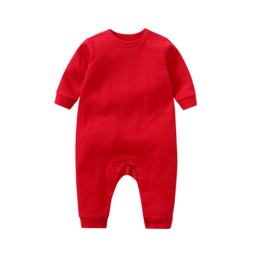 Baby Rompers Long Sleeve Bodysuit, Red Color