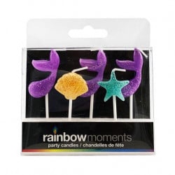 Rainbow Moments Mermaid Tails Paraffin Shape Candles, 5 Pieces