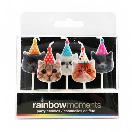 Rainbow Moments Cats in Hats Shape Candles, 5 Pieces
