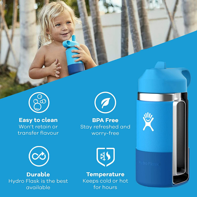 Hydro Flask Kids Wide Mouth Straw Lid Perforated Boot Insulated