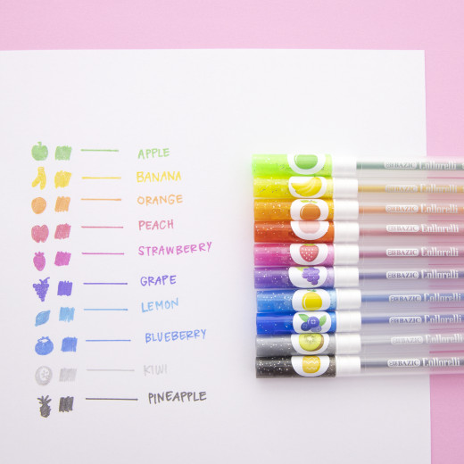 Bazic 10 Scented Glitter Color Collorelli Gel Pen