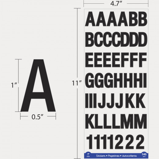 Bazic Black Color Alphabet & Numbers Stickers
