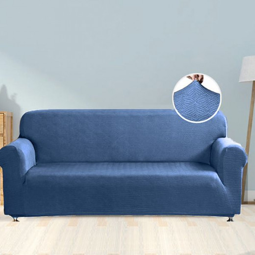 Nova home perfect fit stretch sofa cover, 2 seats, blue color