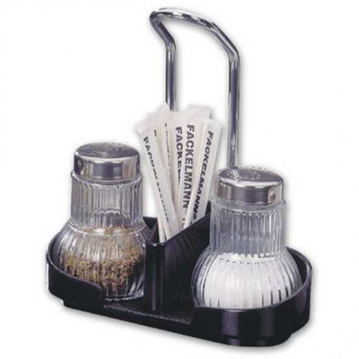 Fackelmann Salt & Pepper Shaker With Toothpicks And Menu Holder, Glass, 8 CM