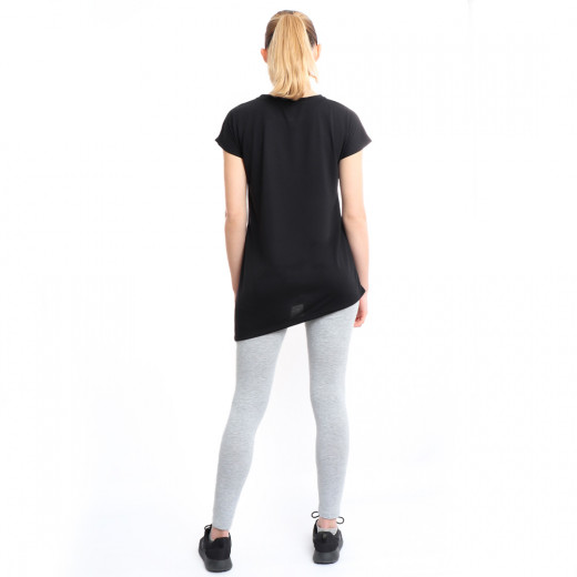 RB Women's Side High-Low T-Shirt, X Large Size, Black Color