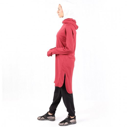 RB Women's Long Running Hoodie, Small Size, Red Color