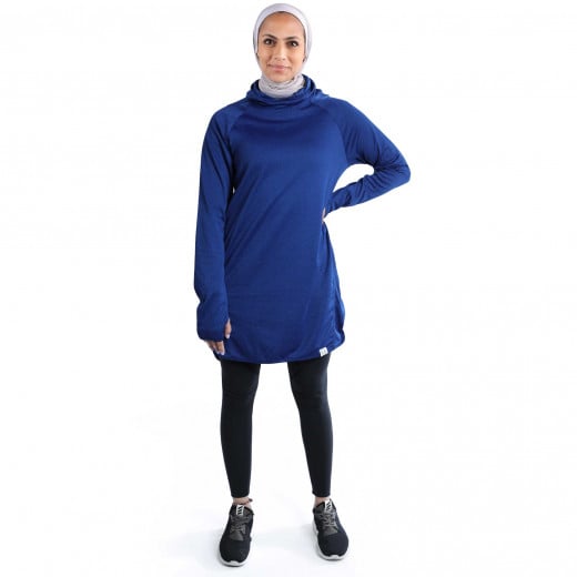 RB Women's Mid-length Running Hoodie, Small Size, Royal Blue Color