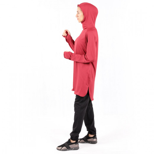RB Women's Mid-length Running Hoodie, XX Large Size, Red Color