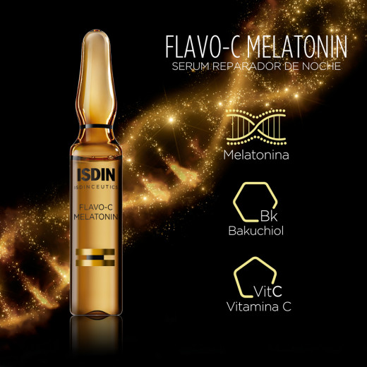 Isdin Isdinceutics Flavo-C Melatonin Repair Night Serum, 10 Ampules, 2ml