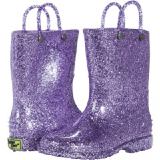 Western Chief Kids Glitter Rain Boots, Purple Color, Size 25