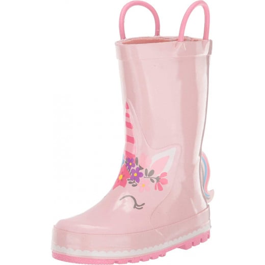 حذاء المطر وحيد القرن للأطفال، باللون الوردي ناعم ، مقاس 20 من ويسترن شيف