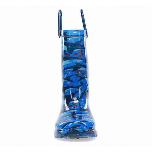 Western Chief Kids Shark Chase Lighted Rain Boot, Blue Color, Size 20