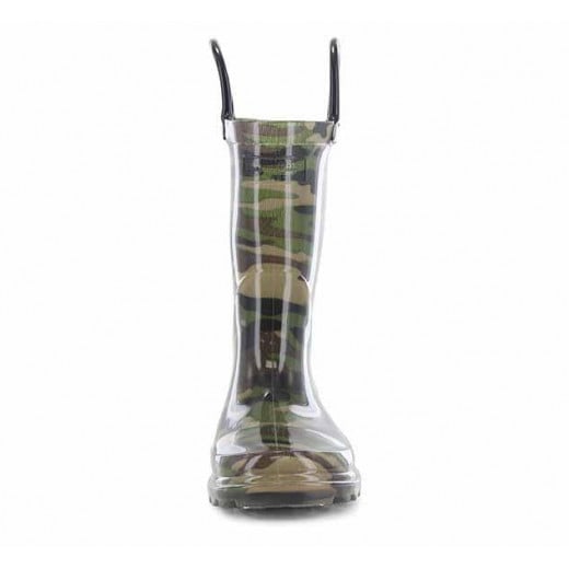 Western Chief Kids Camo Lighted Rain Boots, Green Color, Size 28