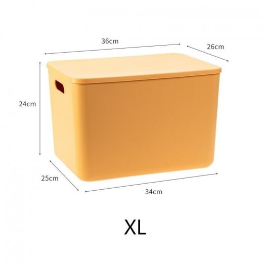 صندوق تخزين مع غطاء, باللون الأصفر, 36*25.3*24 سم