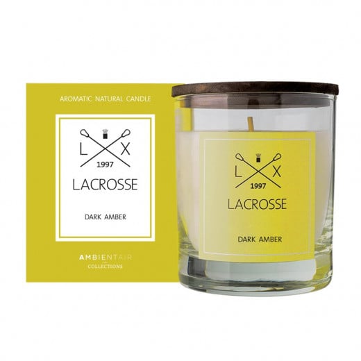 Ambientair lacrosse scented candle, dark amber scent, 200 gram