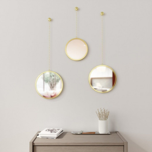 Umbra round shape mirror, set of 3 pieces, gold
