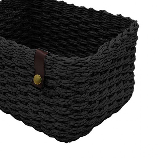 Weva cosmopolitan faux rattan storage basket, black