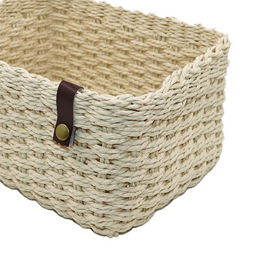 Weva cosmopolitan faux rattan storage basket, ivory