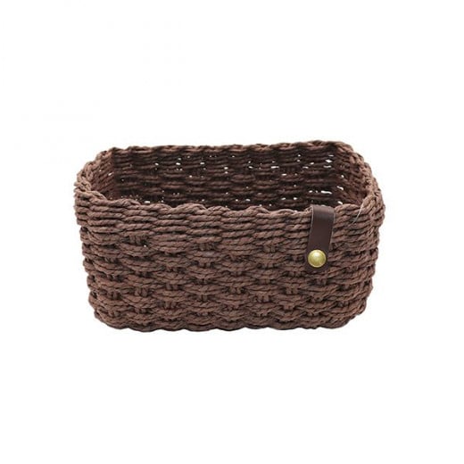 Weva stack faux rattan storage basket set, dark brown, 3 pieces